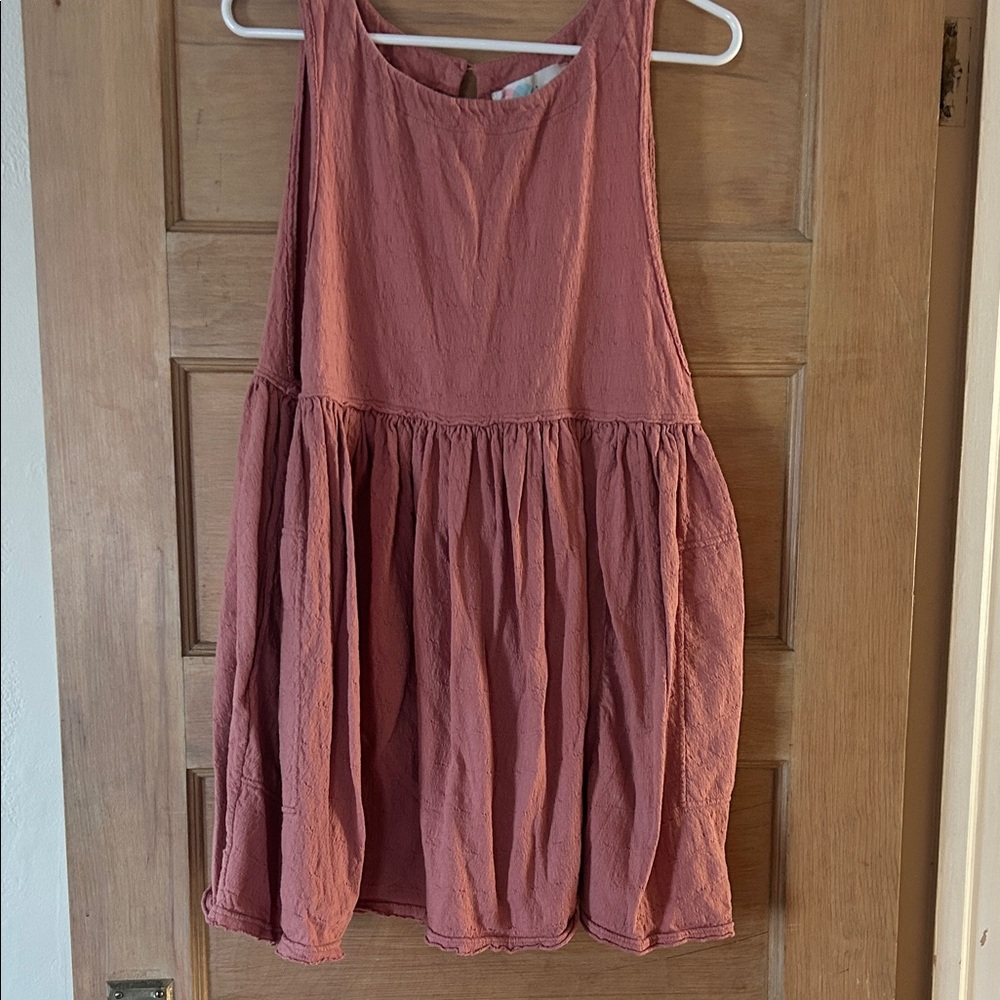 Free People Sleeveless Gathered Dress in Dusty Rose